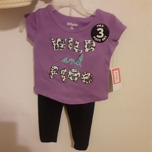 Kidgets girls Wild and Free 3 piece set NWT SS Top Leggings Shorts